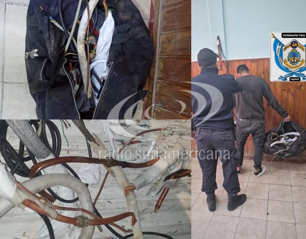 Ladrón robó caños de bronce de aires acondicionados de una escuela