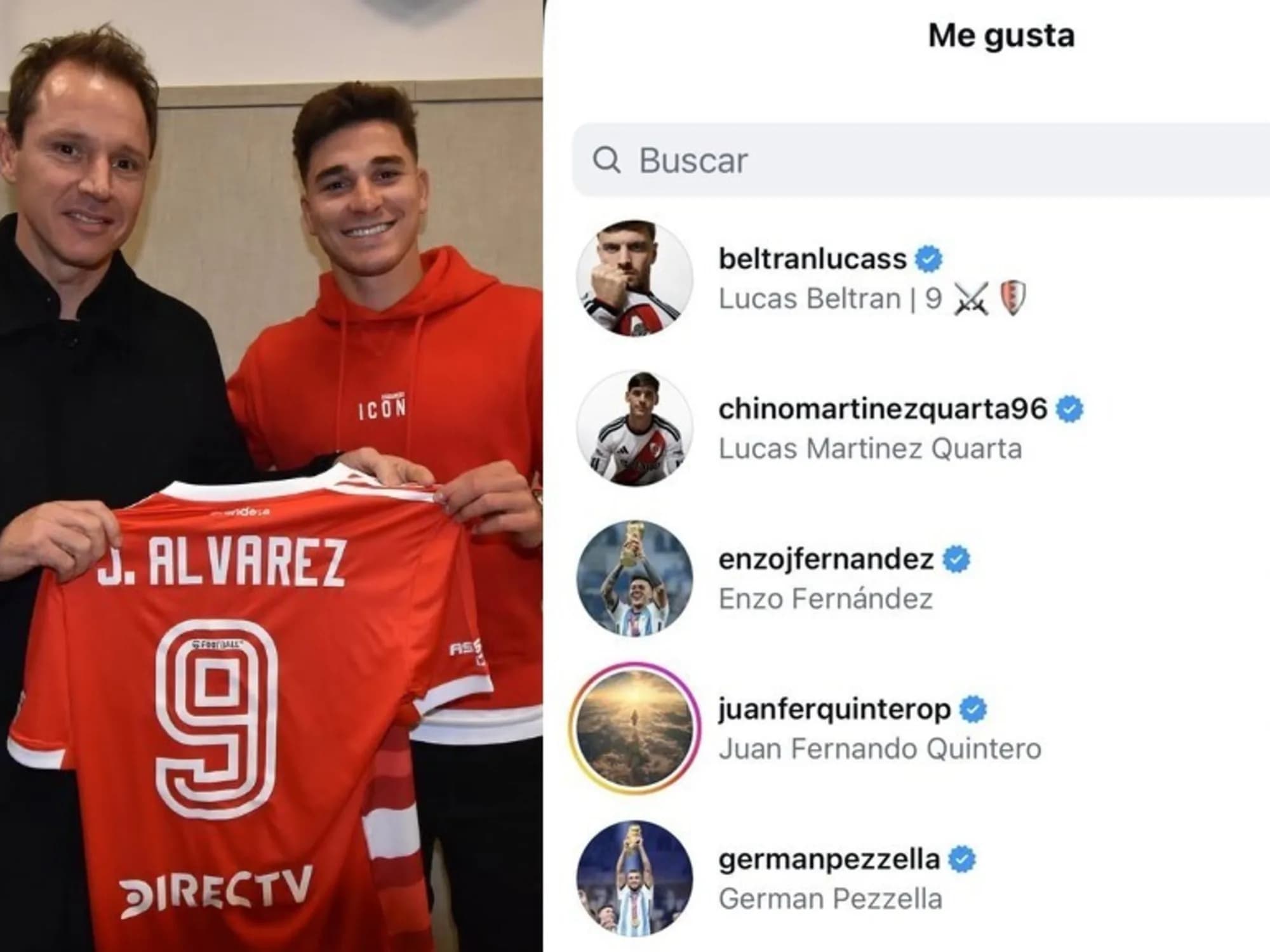 El apoyo para Julián Álvarez de sus ex compañeros de River