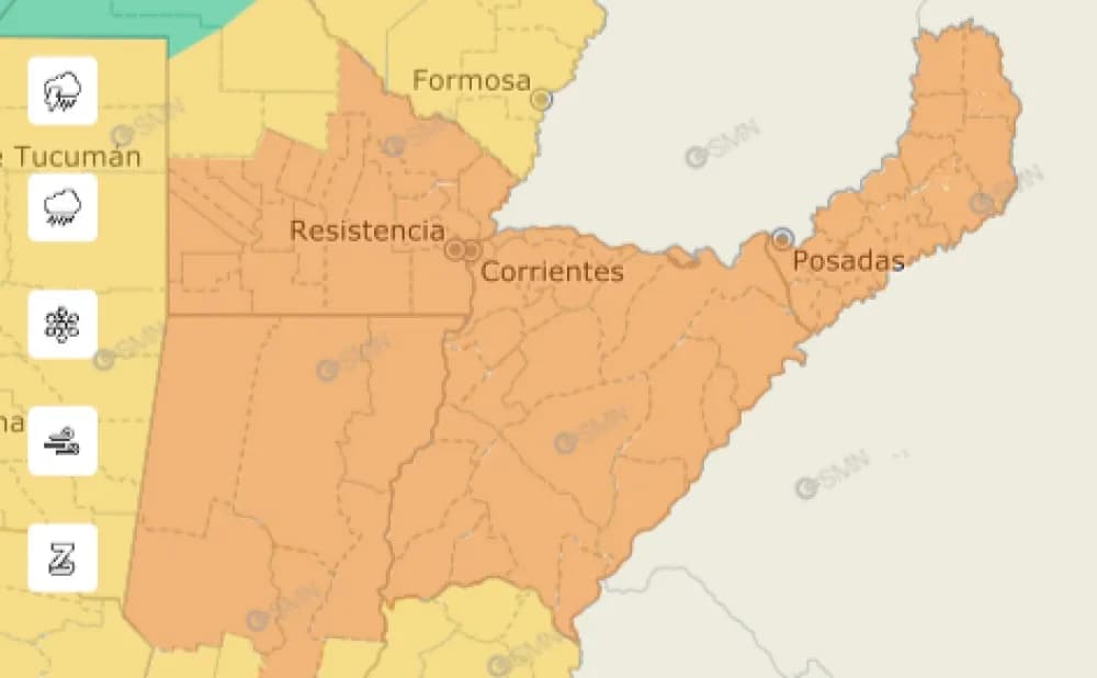 Alerta naranja en Corrientes: prevén tormentas y abundante lluvia