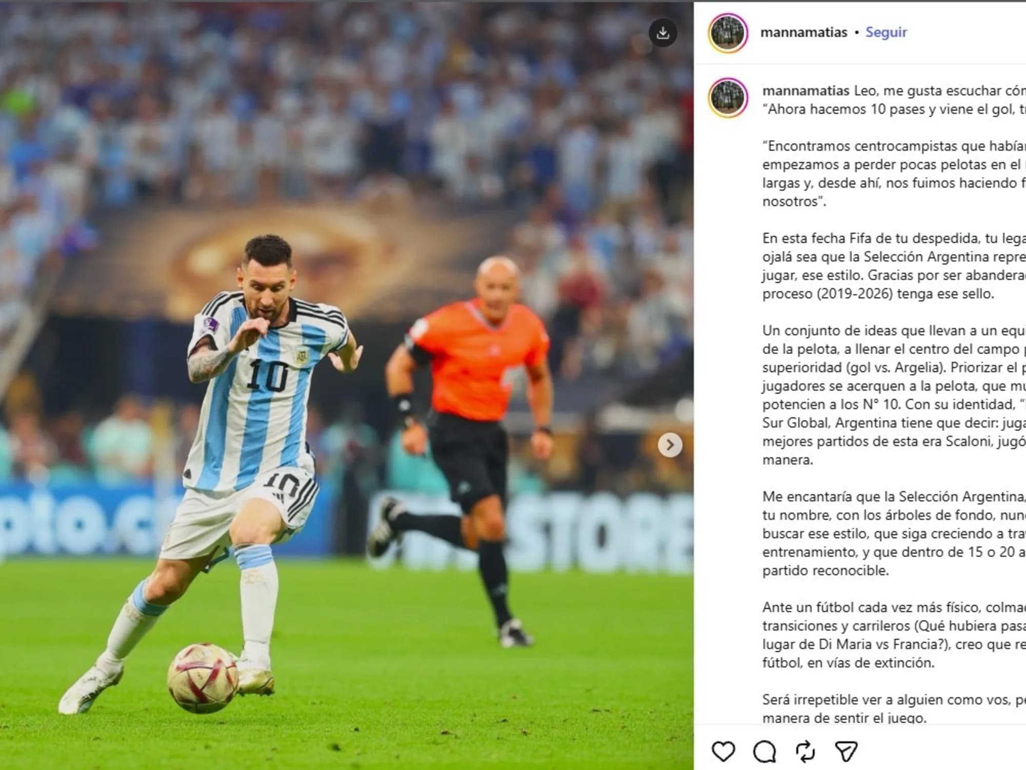 La emotiva carta a Messi de un ayudante de Scaloni