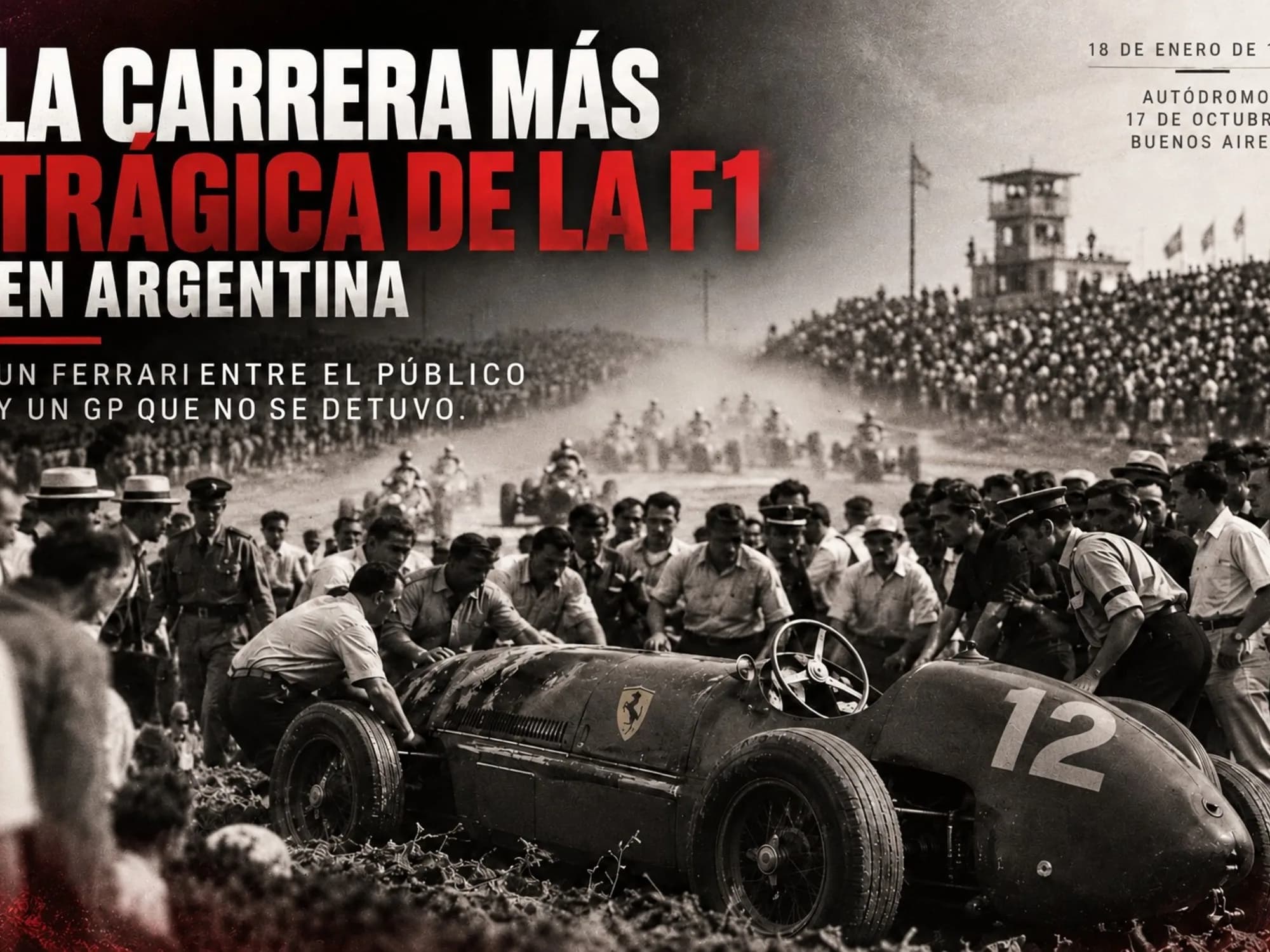 Portada de video: La carrera más trágica de la F1 en Argentina: una Ferrari entre el público y un GP que no se detuvo
