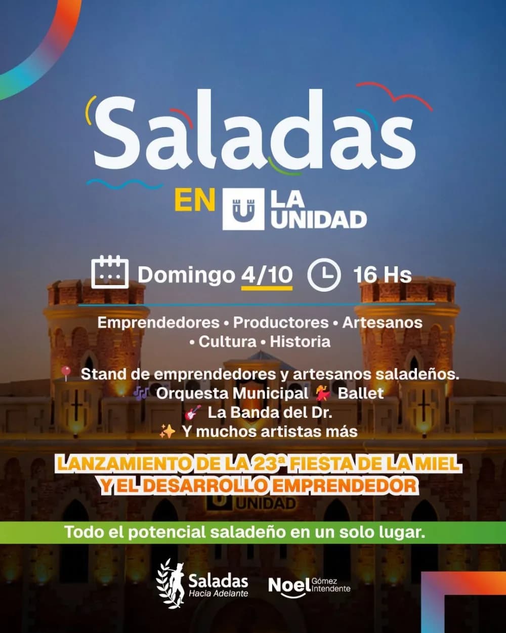 Saladas llega a La Unidad con emprendedores, artistas y el lanzamiento de la Fiesta de la Miel