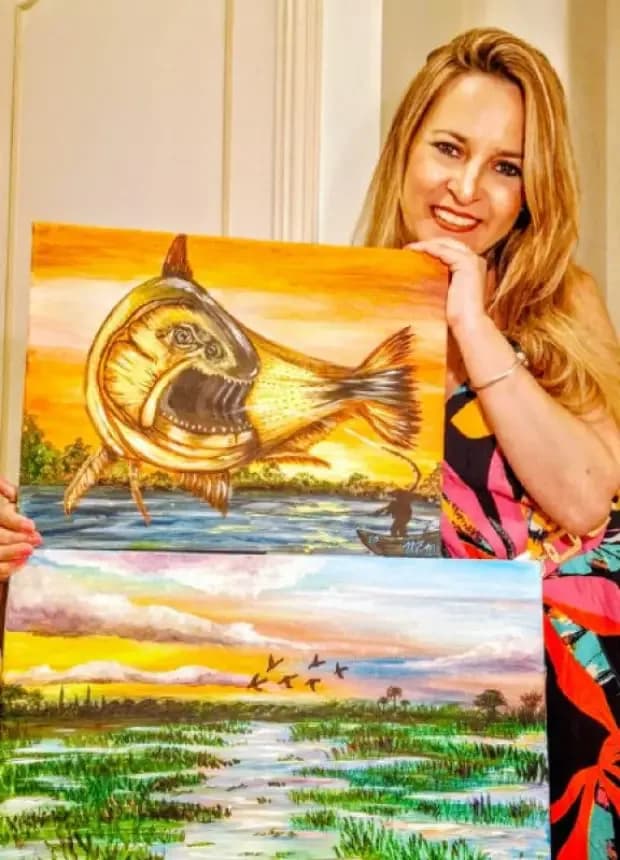 María Emilia Ibáñez Collantes llevó en sus obras del Iberá a Italia