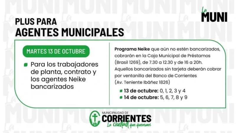 El pago del plus ordinario municipal comienza el martes