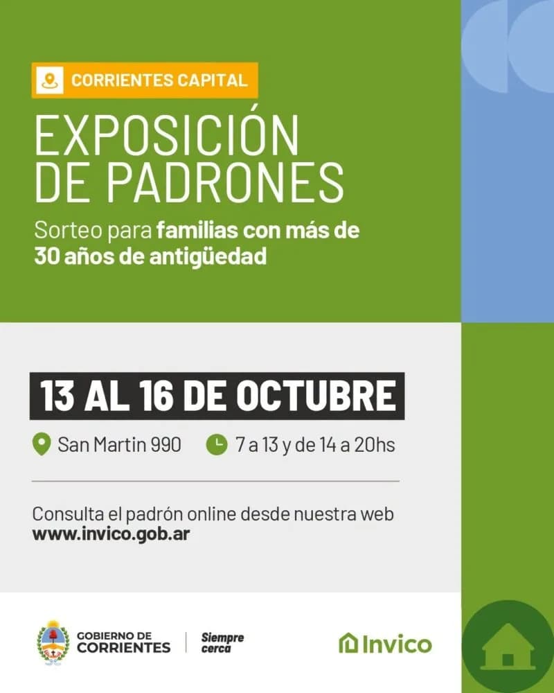 Sorteo de viviendas en Capital: publican los padrones para familias con más de 30 años de antigüedad