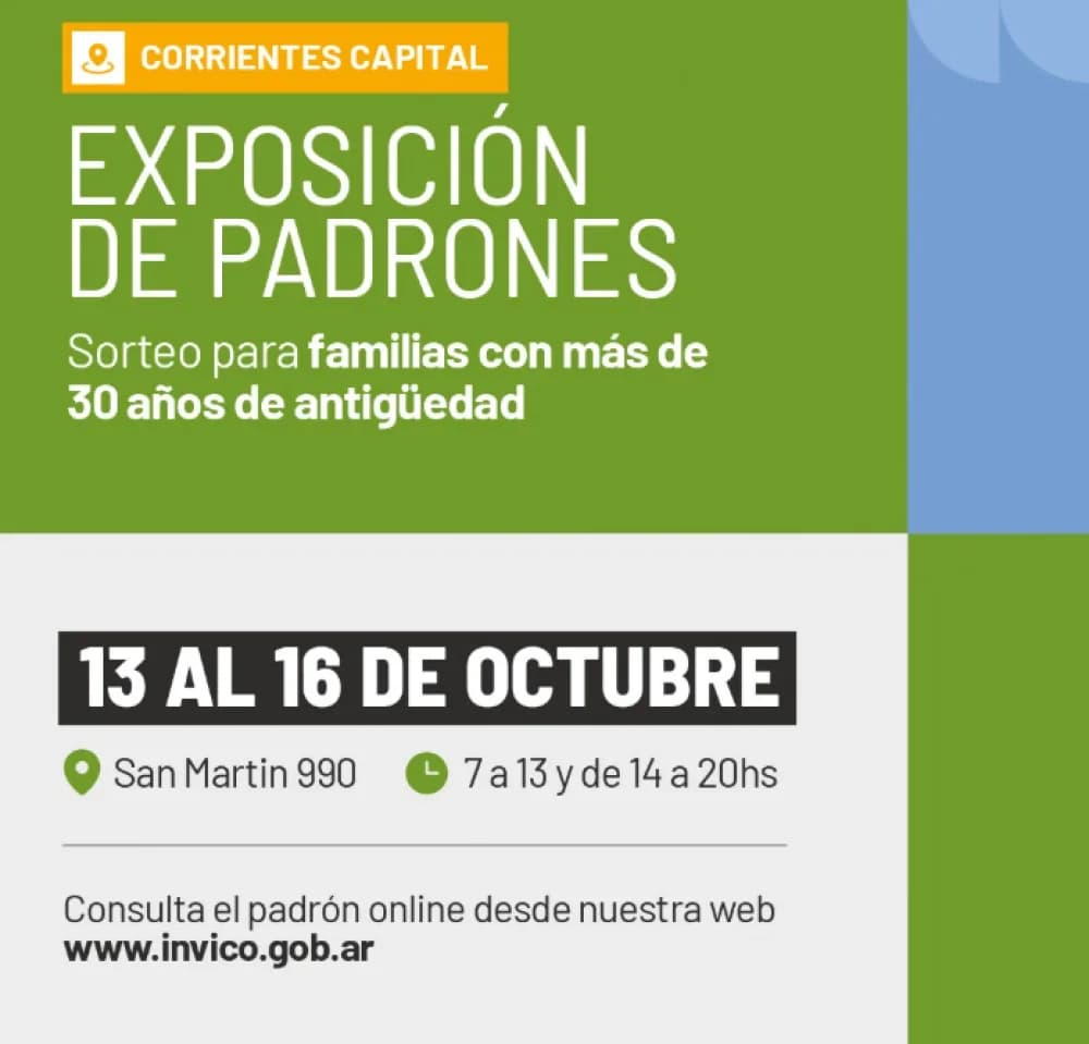 Invico: familias con más de 30 años de antigüedad participarán del próximo sorteo