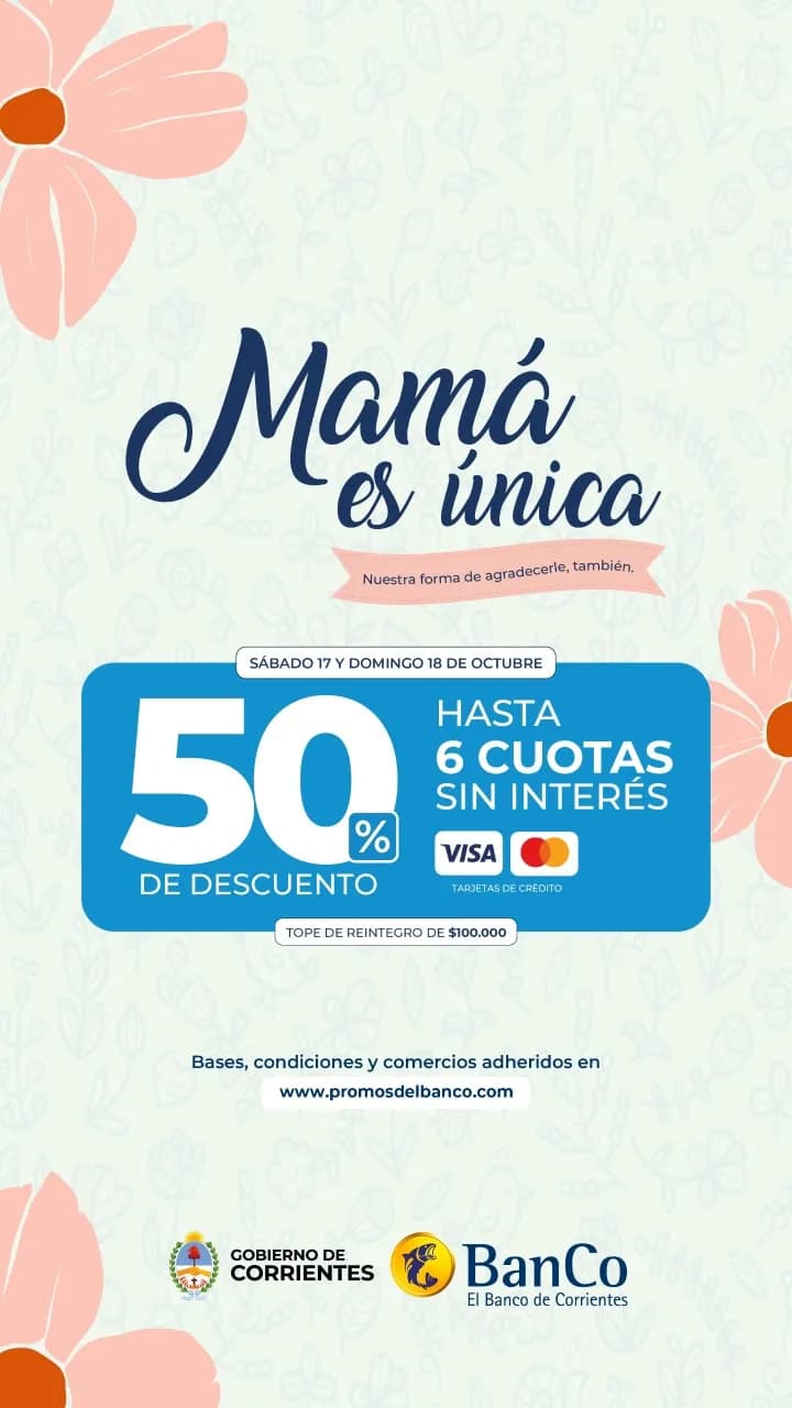 Anuncian descuentos de hasta el 50% y cuotas sin interés por el Día de la Madre