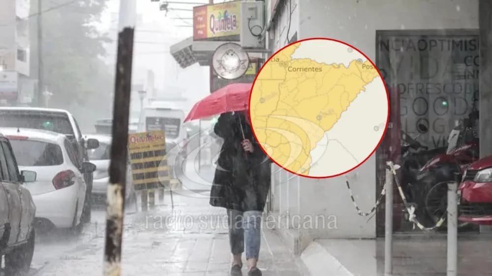 Doble alerta amarilla por tormentas fuertes para Corrientes