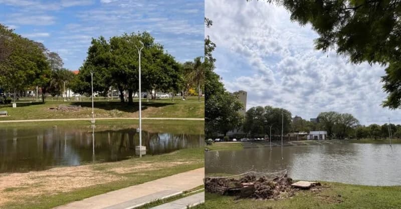 En dos días, como se encuentra el piletón del parque Cambá Cuá