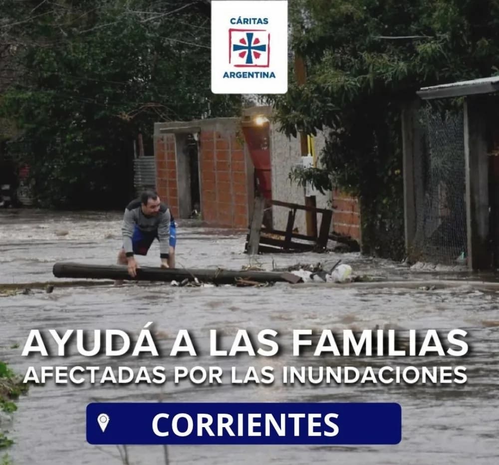 Inundaciones en Corrientes: Cáritas junta donaciones para los afectados