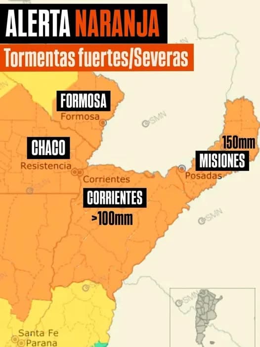 Fututo «naranja» para el norte de Corrientes y la región desde este sábado