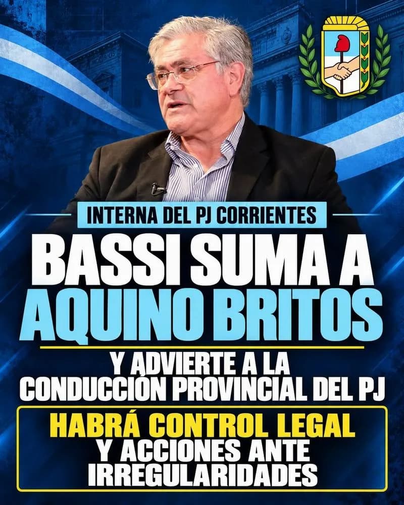 Bassi suma a Aquino Britos, con una advertencia a la conducción del PJ