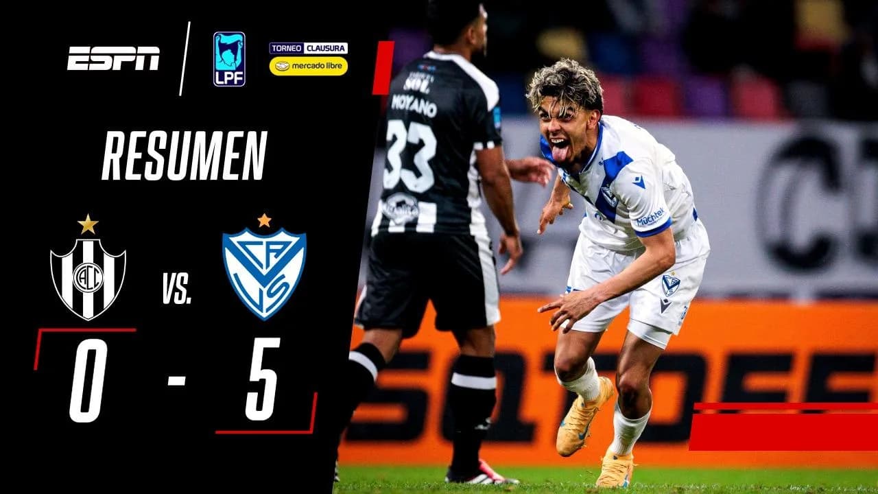 Triplete de Ronaldo Martínez y goleada de Vélez ante Central Córdoba