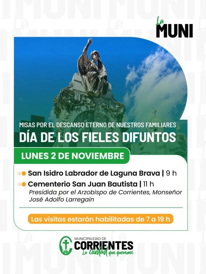 Día de los Fieles Difuntos: horarios de misas y operativos municipales en cementerios