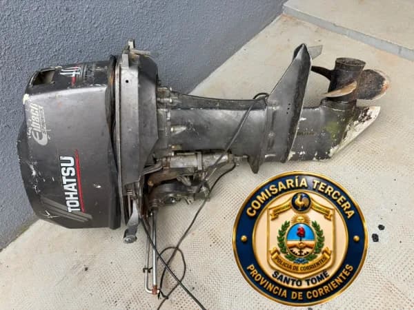 Hallaron abandonado entre la maleza un motor de lancha