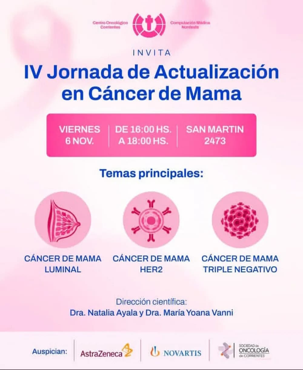 Centro Oncológico Corrientes organiza la IV Jornada de Actualización en Cáncer de Mama
