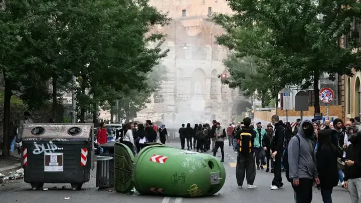 Violentas protestas en Italia: manifestantes marcharon contra el gobierno de Meloni